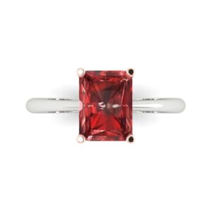 clara pucci 2.5ct radiant cut solitaire natural vvs1 red garnet engagement bridal promise anniversary ring 18k white gold size 8.75