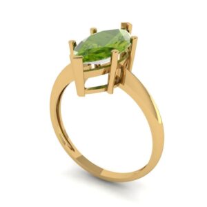 Clara Pucci 2.50 ct Marquise Cut Solitaire Natural Peridot Engagement Wedding Bridal Promise Anniversary Ring 18K Yellow Gold Size 3.5