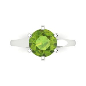 clara pucci 2.50ct round cut solitaire natural peridot excellent engagement bridal promise anniversary ring in 18k white gold size 8.75