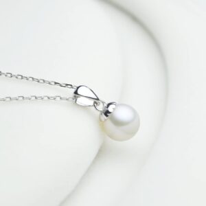 8mm Round Pendant Single Pearl Necklace Sterling Silver Freshwater Cultured Pearl Necklace for Women