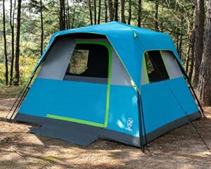 ever advanced 6 person blackout camping tent instant cabin tents for family with rainfly, 60s easy setup, water-resistant, blue