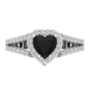 Clara Pucci 1.75 Carat Heart Cut Solitaire W/Accent Genuine Natural Black Onyx Engagement Promise Anniversary Bridal Ring 18K White Gold 8