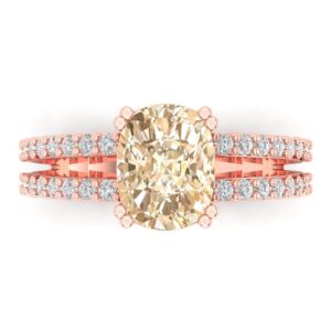 clara pucci 3.50 ct cushion cut solitaire genuine natural brown morganite engagement promise anniversary bridal ring 18k rose gold 6