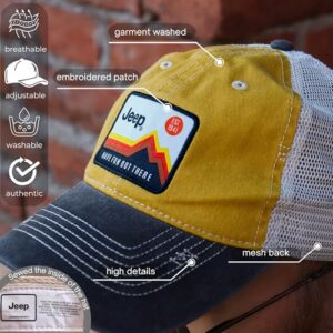 Jeep Have Fun Out There Patch Garment Washed Trucker Hat Unstructured Yellow