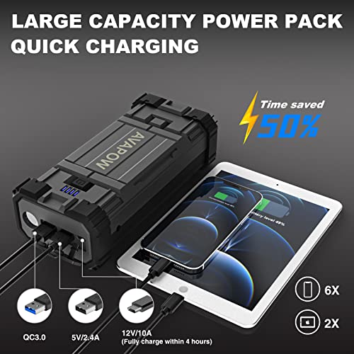 AVAPOW Jump Starter 2000A Peak Portable Battery Jump Starter for Car with Dual USB Quick Charge 3.0(Up to 8.0L Gas or 6.5L Diesel),12V Jump Box,Compact Lithium Car Power Pack