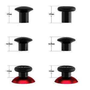 eXtremeRate ThumbsGear Interchangeable Ergonomic Thumbstick for PS5 Controller, for PS4 All Model Controller - 3 Height Domed and Concave Grips Adjustable Joystick - Chrome Red & Black