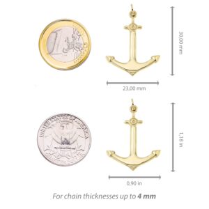 Lucchetta - Fine Nautical Gold Anchor Pendant Jewelry - Recommended Gift for Sailors! | Men's Women's 14k Pendants for Necklaces (up to 4mm) | Authentic Italian Jewelry from Italy