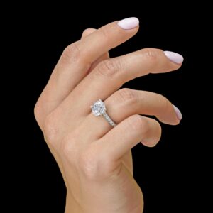 Beverly Hills Jewelers 2 Carat Moissanite Engagement Ring with 1/3 Carat Round Natural Diamond in 14K White Gold (G-H/VS, G-H/SI, cttw, DEW) for Women Size 6.5