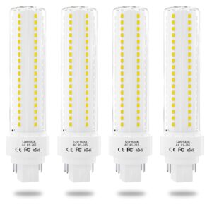 Lustaled Gx24q/G24q 4-Pin Base Light Bulbs, 12W Gx24 LED PL Recessed Lights, Daylight 6000K 26W CFL Replacement for Ceiling Light Downlight Wall Sconce, 4-Pack (Remove/Bypass The Ballast)