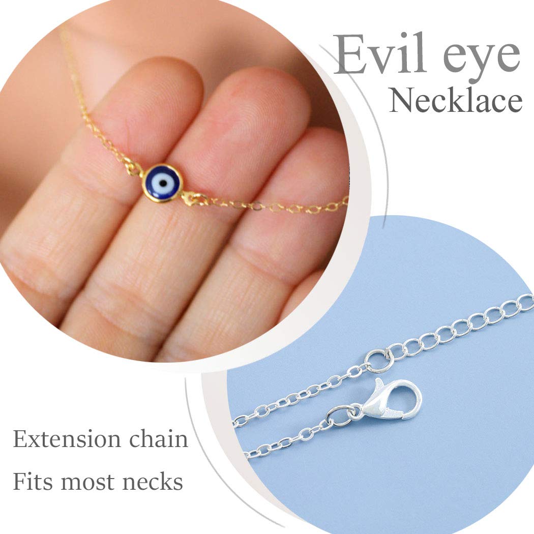 GENBREE Boho Choker Necklace Evil Eye Necklaces Chain Short Jewelry for Women (Blue)