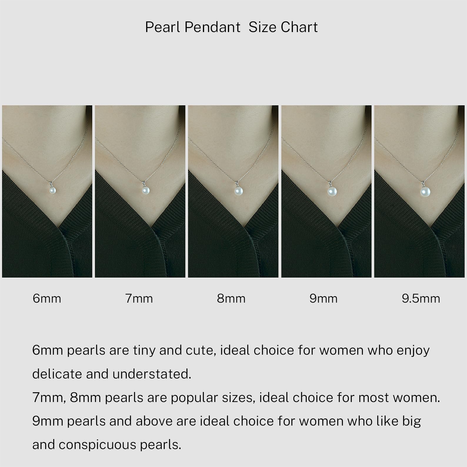 8mm Round Pendant Single Pearl Necklace Sterling Silver Freshwater Cultured Pearl Necklace for Women