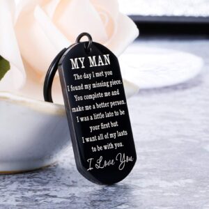 Valentine Day for Him Men Husband to My Man Keychain I Love You GIF for Hubby Boyfriend Birthday Christmas Fiance Groom Wedding Couple from Girlfriend Wife Key Chain