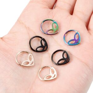 Kadogohno 16G Septum Ring (6 Pcs Hoop Rings) - 316L Stainless Steel, Clicker Closure, Multiple Colors, Inner Diameter 10mm, for Ear and Nose Piercing