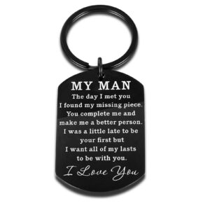 Valentine Day for Him Men Husband to My Man Keychain I Love You GIF for Hubby Boyfriend Birthday Christmas Fiance Groom Wedding Couple from Girlfriend Wife Key Chain