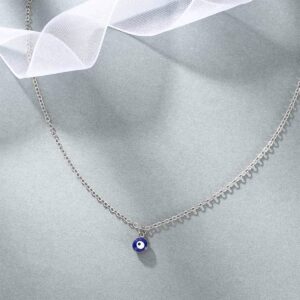 GENBREE Boho Choker Necklace Evil Eye Necklaces Chain Short Jewelry for Women (Blue)