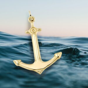 Lucchetta - Fine Nautical Gold Anchor Pendant Jewelry - Recommended Gift for Sailors! | Men's Women's 14k Pendants for Necklaces (up to 4mm) | Authentic Italian Jewelry from Italy