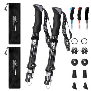 yovital trekking poles collapsible hiking poles - aluminum 7075 adjustable hiking walking sticks with quick locks, expandable to 53"and ultralight poles for hiking camping mountains walking（set of 2）