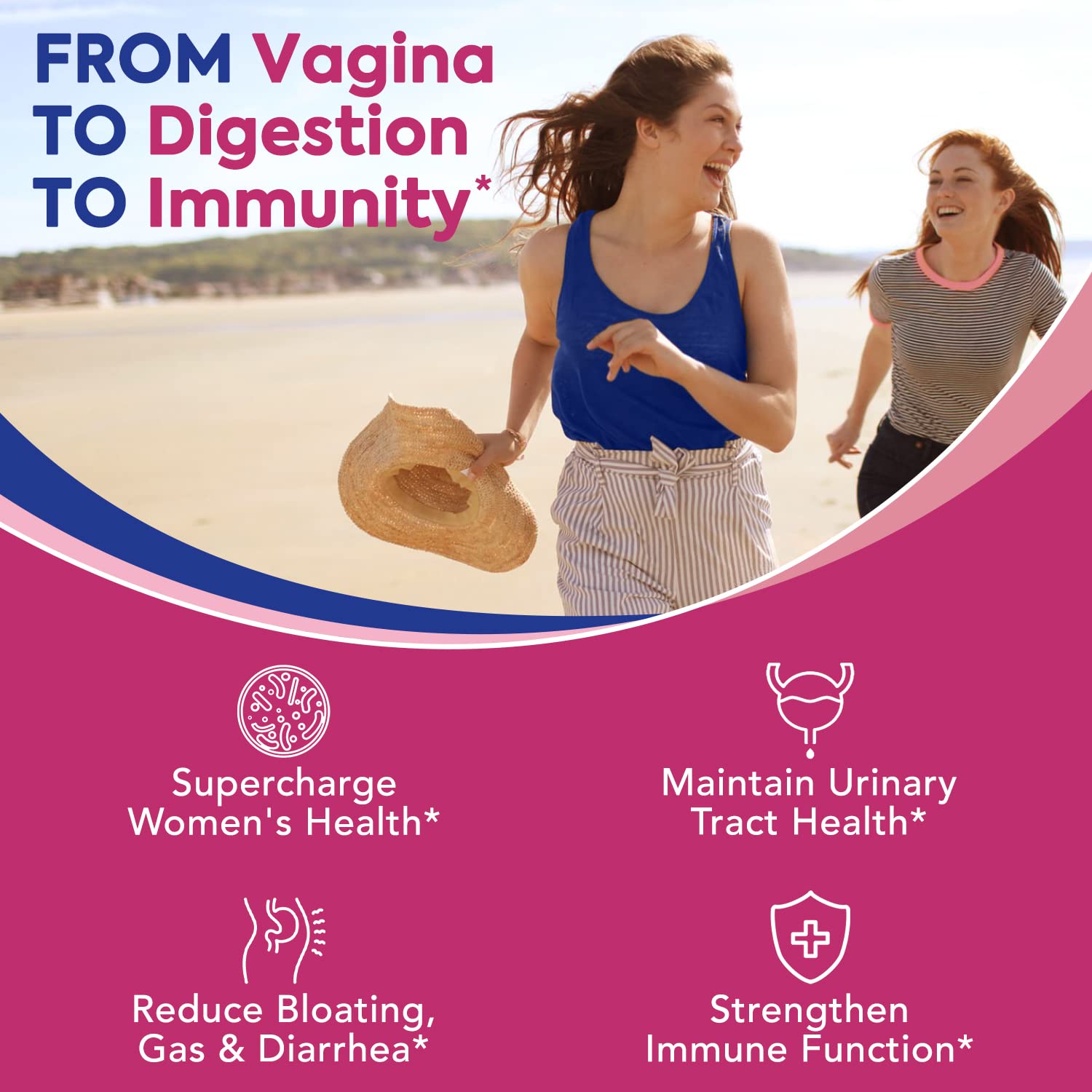 Surebounty Probiotics for Women, 120 Billion CFU 34 Strains, Prebiotics, Digestive Enzymes, Cranberry, 4-in-1 Feminine Probiotic, Digestive, Vaginal, Immune Support, 30ct