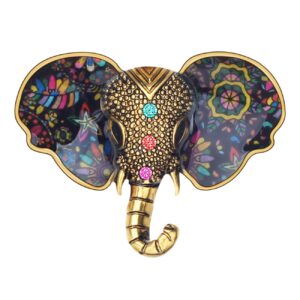 DUOWEI Metal Enamel Shiny Rhinestone Elephant Brooch Elegant Animals Pin Lapel Clothes Scarf Women Teens Jewelry Gift (Multicolor)