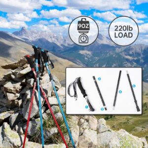 YOVITAL Trekking Poles Collapsible Hiking Poles - Aluminum 7075 Adjustable Hiking Walking Sticks with Quick Locks, Expandable to 53"and Ultralight Poles for Hiking Camping Mountains Walking（Set of 2）