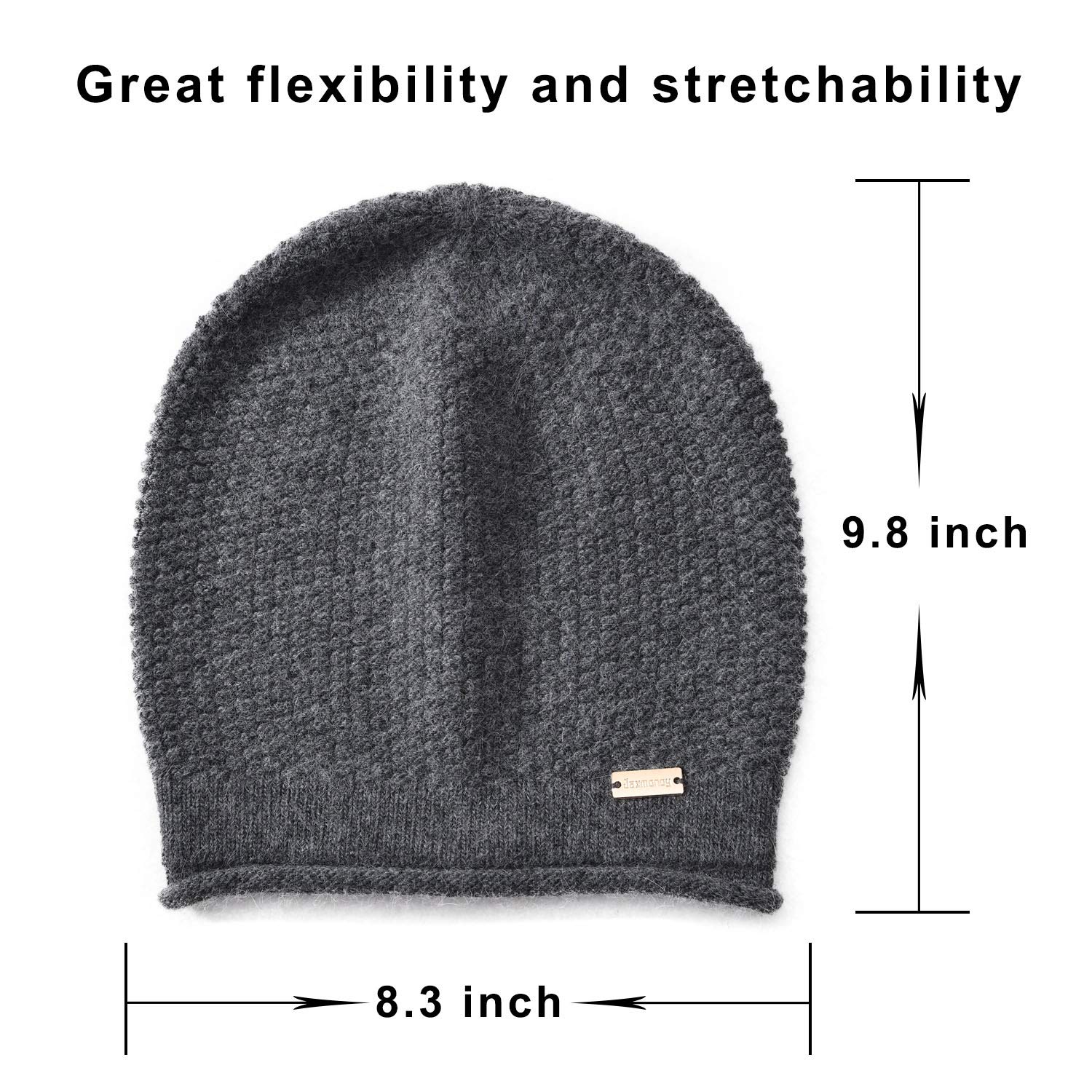 jaxmonoy Slouchy Beanies for Women Winter Soft Warm Cashmere Hat Skull Cap Ladies Knit Wool Beanie hat for Women - Dark Grey