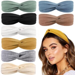 DRESHOW 8 Pack Knotted Headbands for Women Criss Cross Head Wrap Non Slip Boho Headband Twisted Elastic Hair Accessories