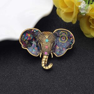 DUOWEI Metal Enamel Shiny Rhinestone Elephant Brooch Elegant Animals Pin Lapel Clothes Scarf Women Teens Jewelry Gift (Multicolor)