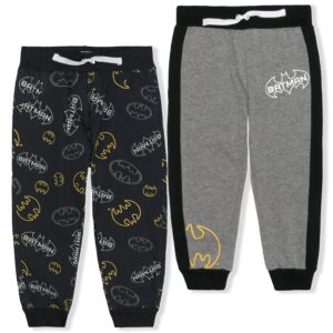 batman boys’ 2 pack jogger pants for toddler and little kids – grey/black