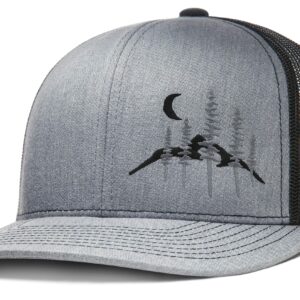 Larix Wild Black Moon Design Heather Grey and Black Snapback Trucker Hat