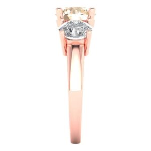 Clara Pucci 3.25 ct Round Cut Solitaire 3 stone Natural Brown Morganite Engagement Promise Anniversary Bridal Ring 18K Rose Gold 6