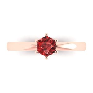 clara pucci 0.50 ct round cut solitaire natural vvs1 red garnet engagement wedding bridal promise anniversary ring 18k rose gold size 9