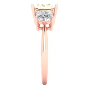 Clara Pucci 3.0 ct Princess Cut 3 Stone Solitaire Natural Brown Morganite Engagement Promise Anniversary Bridal Ring 18K Rose Gold 4.25