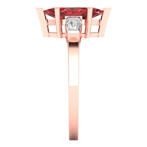 Clara Pucci 2 ct Marquise cut 3 stone Solitaire Genuine Natural Red Garnet Engagement Promise Anniversary Bridal Ring 18K Rose Gold 9