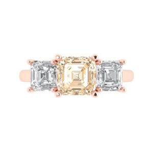 3.25ct sq emerald cut 3 stone solitaire natural brown morganite engagement promise anniversary bridal ring 18k rose gold 4