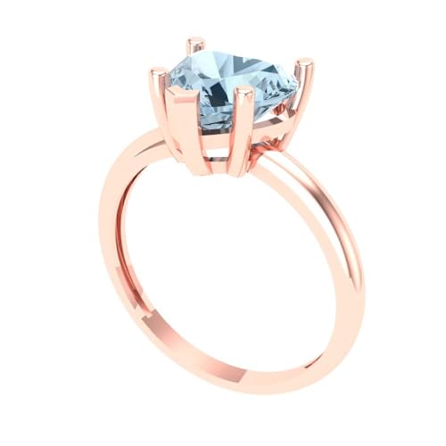 Clara Pucci 2.0 ct Heart Cut Solitaire Blue Simulated Diamond 5-Prong Engagement Bridal Promise Anniversary Ring 18K Rose Gold Size 11