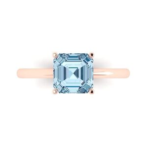 Clara Pucci 2.0 ct Asscher Cut Solitaire Blue Simulated Diamond Engagement Bridal Promise Anniversary Ring 18K Rose Gold Size 4.5