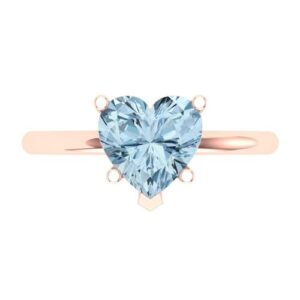 Clara Pucci 2.0 ct Heart Cut Solitaire Blue Simulated Diamond 5-Prong Engagement Bridal Promise Anniversary Ring 18K Rose Gold Size 11