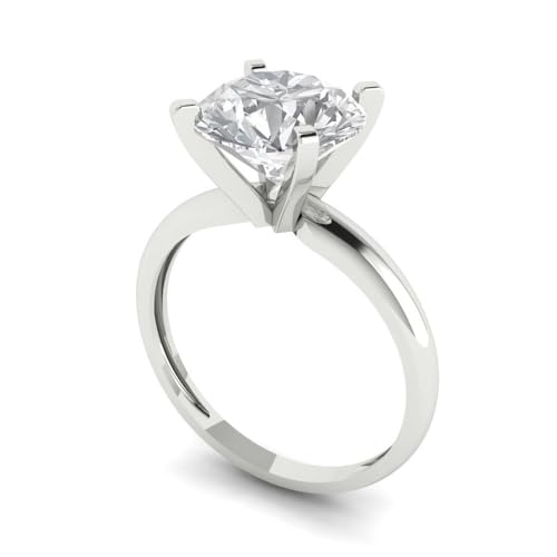 Clara Pucci 2.50ct Round Cut Solitaire White Lab Created Sapphire Engagement Bridal Promise Anniversary Ring in 18K White Gold 4.25