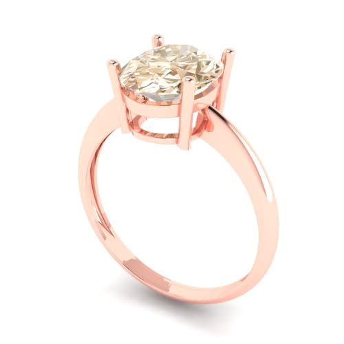 Clara Pucci 2.5ct Oval Cut Solitaire Natural Brown Morganite Engagement Wedding Bridal Promise Anniversary Ring 18K Rose Gold Size 3.5