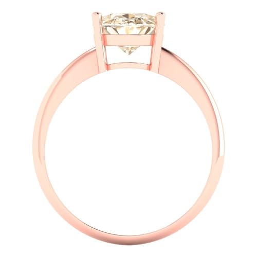 Clara Pucci 2.5ct Oval Cut Solitaire Natural Brown Morganite Engagement Wedding Bridal Promise Anniversary Ring 18K Rose Gold Size 3.5