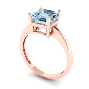 Clara Pucci 2.0 ct Asscher Cut Solitaire Blue Simulated Diamond Engagement Bridal Promise Anniversary Ring 18K Rose Gold Size 4.5