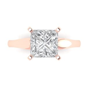 clara pucci 2.5ct princess cut solitaire white lab created sapphire engagement bridal promise anniversary ring in 18k rose gold 3.75