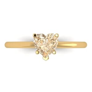 clara pucci 1.0 ct heart cut solitaire natural brown morganite 5-prong engagement bridal promise anniversary ring 18k yellow gold 10.25