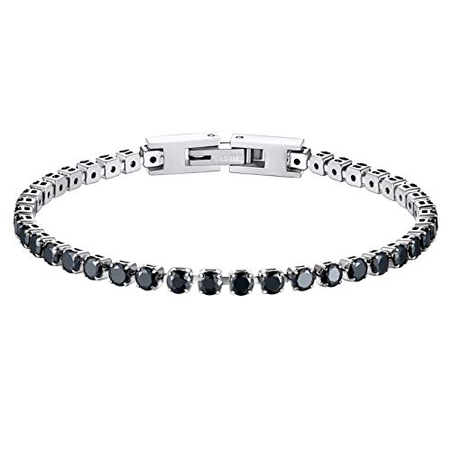 PROSTEEL Black Tennis Bracelets for Women 3mm Thin Stone 6.5 Inch Cubic Zirconia Crystal Bracelet