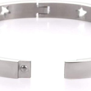 2 Pcs Stainless Steel Star Buckle Bracelet Bangle Polished Bracelet Open Clasp Classical with Stainless Steel for Men's Women Couples