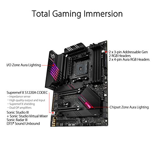 ASUS ROG Strix AMD AM4 ATX Motherboard - WiFi 6, 2.5Gb LAN, 16 Power Stages, Bundled Hyper M.2 Gen 4 Card, Addressable RGB