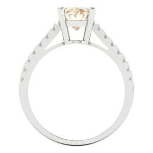 Clara Pucci 2.81 ct Oval Cut Solitaire W/Accent Natural Brown Morganite Art Deco Bridal Wedding Statement ring 18K White Gold Size 6.5