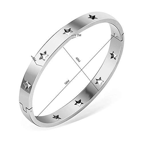 2 Pcs Stainless Steel Star Buckle Bracelet Bangle Polished Bracelet Open Clasp Classical with Stainless Steel for Men's Women Couples