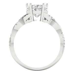 Clara Pucci 2.19ct Heart Cut Twisted Solitaire White Lab Created Sapphire Engagement Promise Anniversary Bridal Ring 18K White Gold 10.25