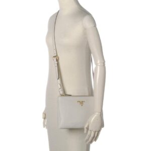 Prada White Leather Vitello Phenix Crossbody Bag 1BH046